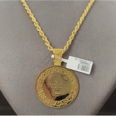 BEŞİ BİR YERDE BÜYÜKLÜĞÜNDE GAZİ TUĞRA KOLYE VE 22 AYAR HALAT ZİNCİR