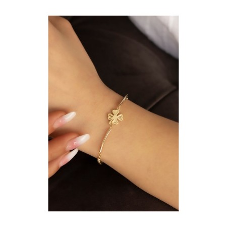 Kalpli Yonca Modeli 14 Ayar Altın Bileklik 