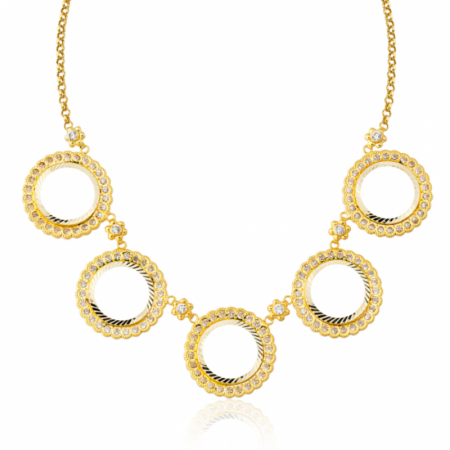 Beşli Çeyrek Altın Papatya Çerçeve Boyunluk